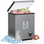 Ecotronic 3.5 Cu. Ft. Chest Freezer, Compact Deep Freezer with 7-Level Temperature Control and Removable Basket, Gray