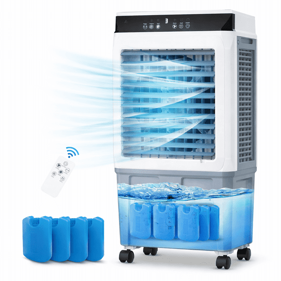 Ecotronic Evaporative Air Cooler 3500 CFM, 11 Gallon Portable Swamp Cooler with Remote Control, 3 Speeds Water Cooling Fan with 6 Ice Packs, Oscillating Air Cooler for Garage, Patio, Warehouse