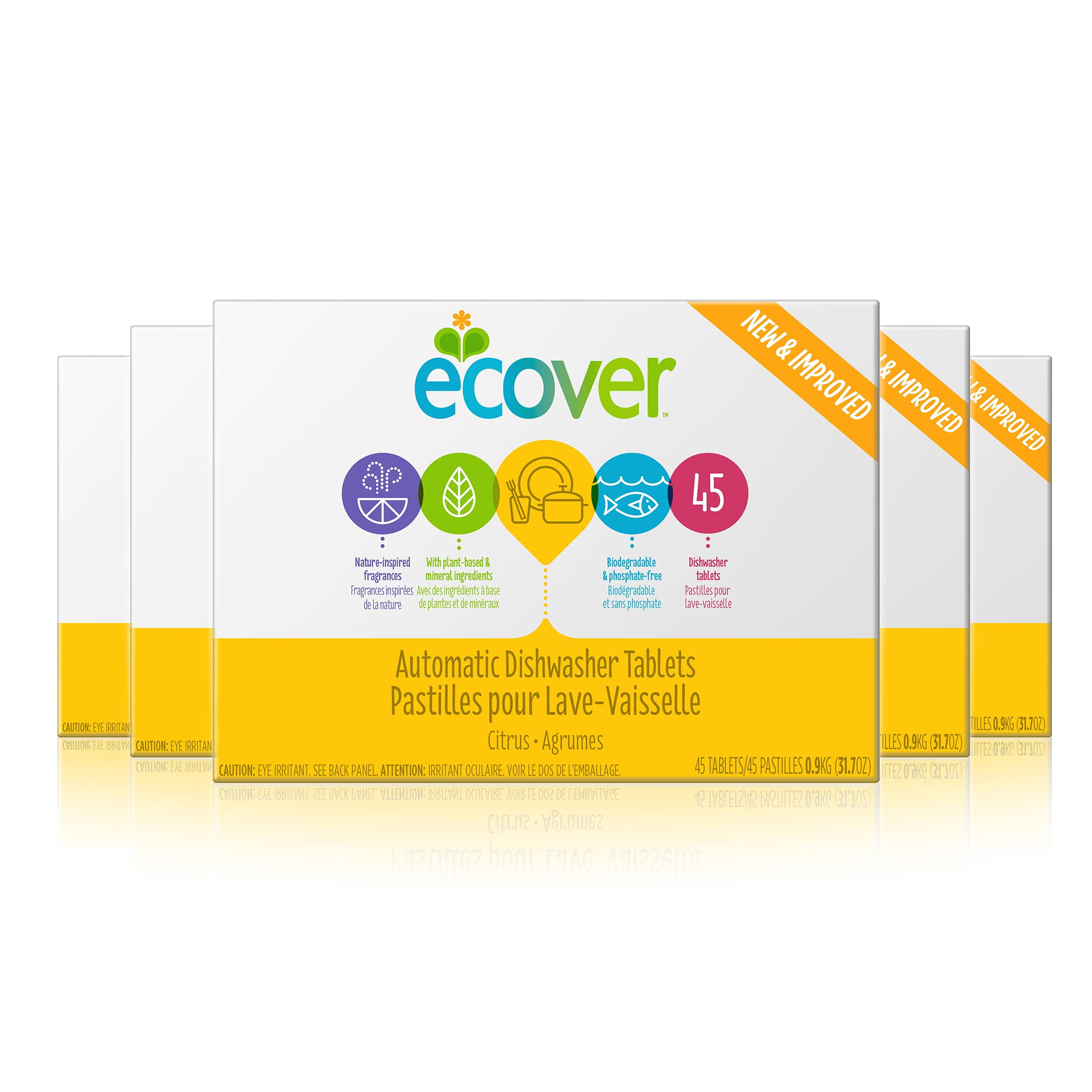 Ecover Automatic Dishwasher Tabs, Naturally-Derived and Biodegradable Dishwasher Detergent, Citrus Scent, (25) Dishwasher Cleaner Tablets, 1 Pack