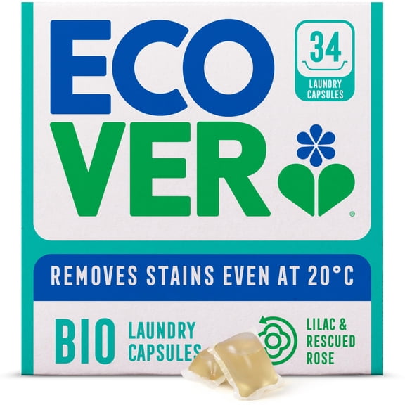 Ecover Bio Washing Capsules, Lilac & Rescued Rose, 34 Capsules