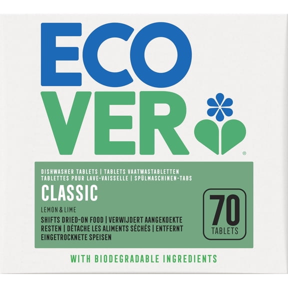 Ecover Classic Dishwasher Tablets, Lemon & Lime, 70 Tablets, All-In-One