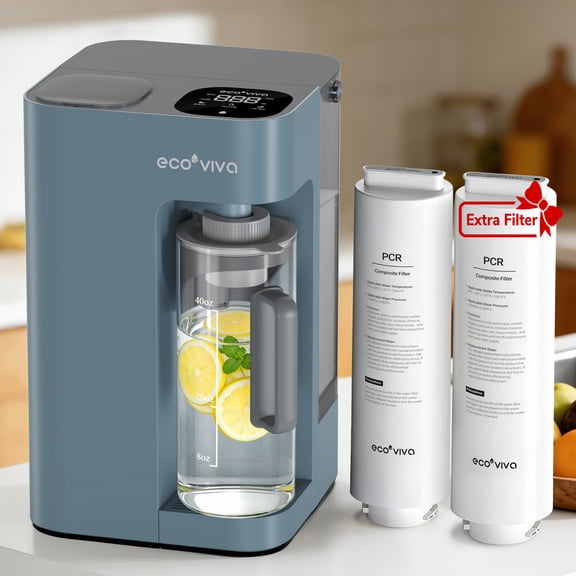 Ecoviva 5L WM3 Countertop RO Water Purifier with Extra PCR Filter, No-Installation Reverse Osmosis System with 7-Stage Filtration and 3:1 Ratio, Includes Alkaline Pitcher, Blue