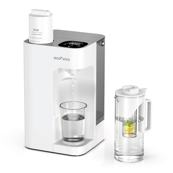 Ecoviva 5L WM3 Countertop Reverse Osmosis Water Filter System, No-Installation with 8-Stage Filtration and 3:1 Pure-to-Waste Ratio,NSF Certified, Black