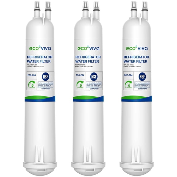 Ecoviva EDR3RXD1 Refrigerator Water Filter Replacement 3-Pack, Compatible with Whirlpool 4396841/4396710, Filter 3, Kenmore 46-9020/46-9020P, PUR W10121145/W10121146