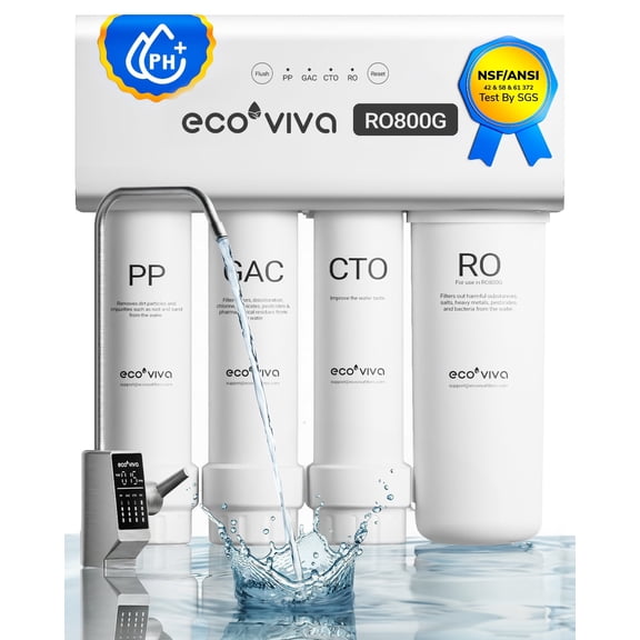 Ecoviva 1000GPD 9-Stage Tankless Alkaline RO System with 3:1 Reverse Osmosis Filter