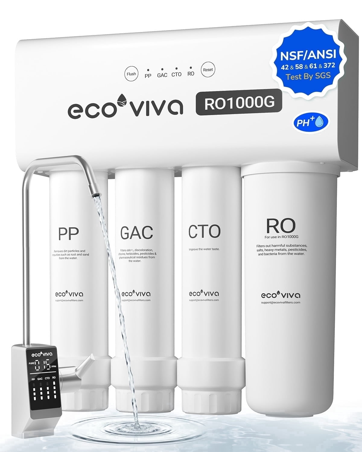 Ecoviva 1000GPD  9-Stage Reverse Osmosis  Water Filter System 3:1 RO Tankless Alkaline