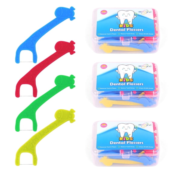 Ecovona - Tooth FlossPicks for Kids - 3 Pack Count) - Toddler & Kid Safe Dental Floss Picks for The Whole Family - Advanced Design to Help Teach Dental & Oral Hygiene & Prevent Tooth Decay