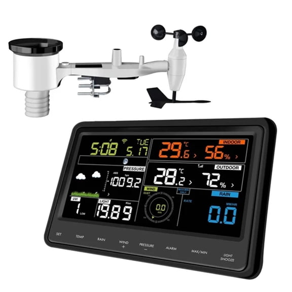 Ecowitt WS2910 WiFi Weather Station with 6.8 Inch Color Display and Solar Powered 7 in 1 Outdoor Sensor