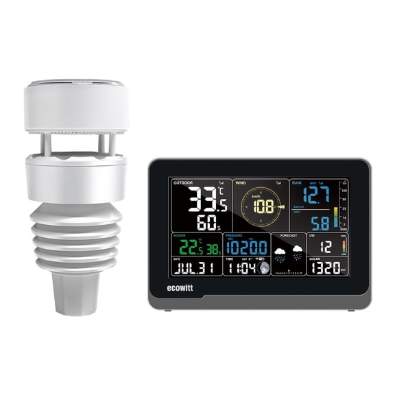 Ecowitt WS3901 Wi-Fi Weather Station with WS90 7-in-1 Outdoor Sensor and WS3900 7.5-inch Color LCD Display Console