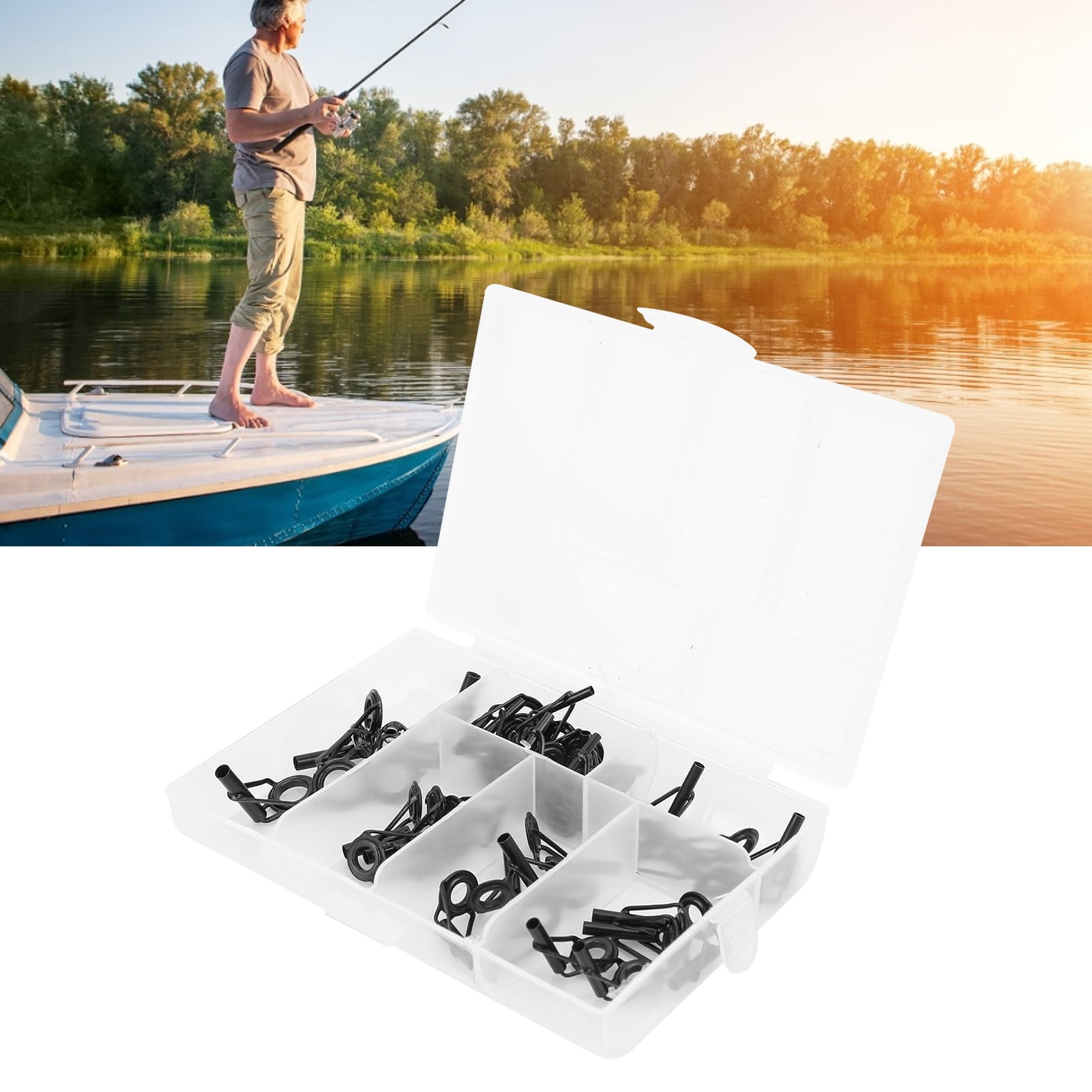 Ecoyyzn 40pcs/Box Fishing Rod Tip Repair Kit Stainless Steel Ceramic