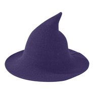 Witch Hat - Knitted Wool Wizard Hat For Halloween & Christmas Costume (One Size Fits Most)