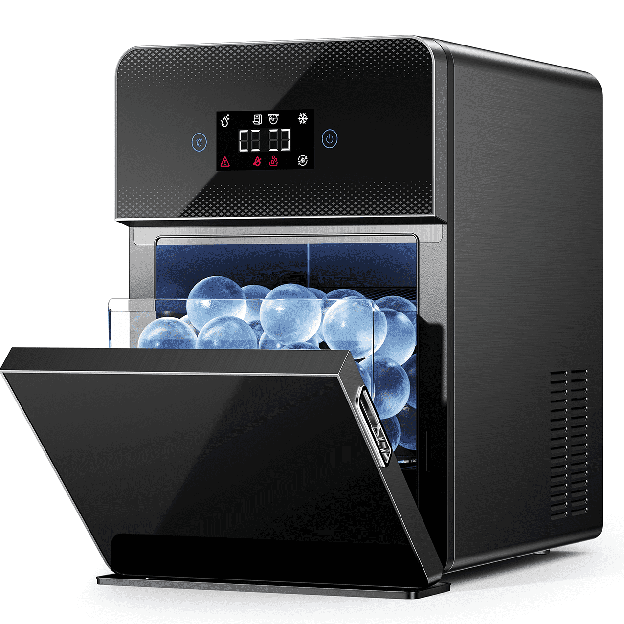 Ecozy Chillio 2.4" Clear Ice Ball Maker with CrystalFlux Technology, 3 Pcs in 45 Mins, 96 Pcs/Day, Sphere Ice Maker with Automatic Water Supply,  for Bar Whiskey & Bourbon