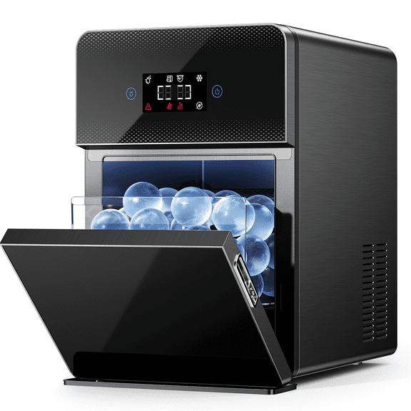 Ecozy Chillio 2.4" Clear Ice Ball Maker with CrystalFlux Technology, 3 pcs in 45 Mins, 96 pcs/Day, Sphere Ice Maker with Automatic Water Supply, for Bar Whiskey & Bourbon