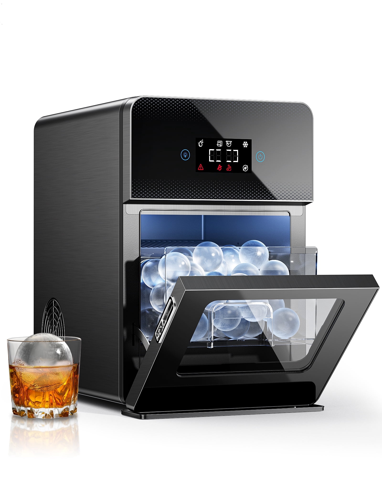 Ecozy Chillio Clear Ice Ball Maker, Automatic Water Supply, 4 Pcs in 40 Mins, 144 Pcs/24H, Shpere Ice Maker for Whiskey & Bourbon