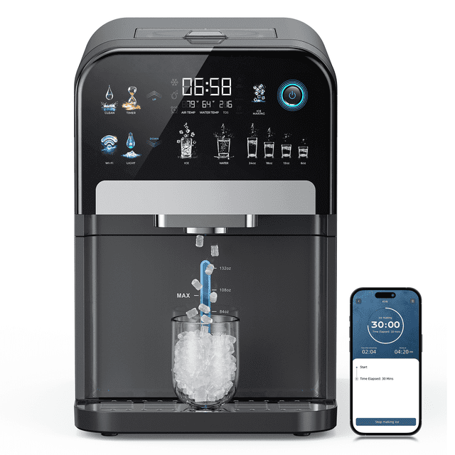 Ecozy Chillio 2-in-1 Nugget Ice Maker & Water Dispenser with Smart App ...