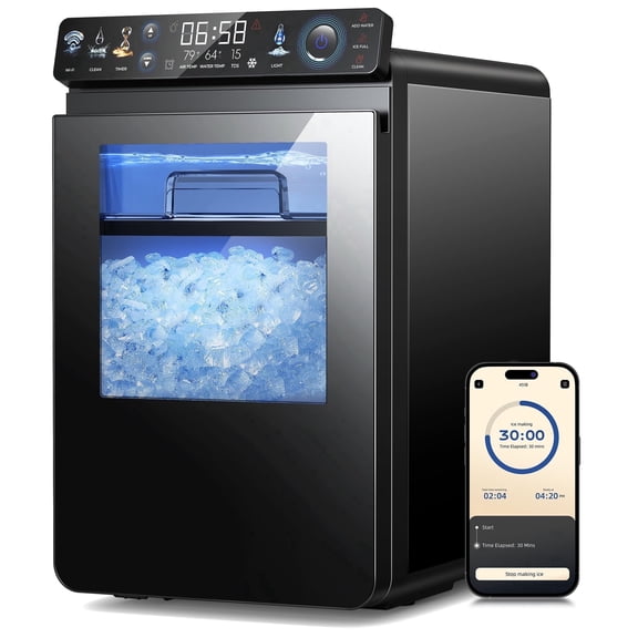 Ecozy Chillio Nugget Ice Maker with Smart App Control, Pebble Sonic Ice Machine Countertop, 44LBS Per Day Chewable Soft Pellet Ice