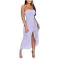 thumbnail image 1 of Ecqkame 2025 Women's Long Formal Dress Sexy Split Sleeveless Off Shoulder Solid Color Dresses Hollow Out Wrap Chest Flowy Dresses Purple S, 1 of 7