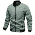 thumbnail image 1 of Ecqkame Athletic Jackets for Men Zip Up Stand Collar Coat Elastic Breathable Quick-Drying Running Sport Jacket A-Green XL, 1 of 6