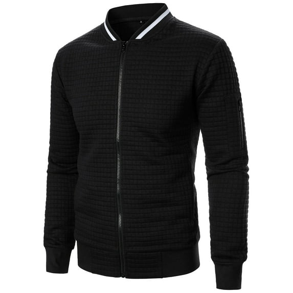 Ecqkame Athletic Jackets for Men Zip Up Stand Collar Coat Elastic Breathable Quick-Drying Running Sport Jacket E-Black XXXL