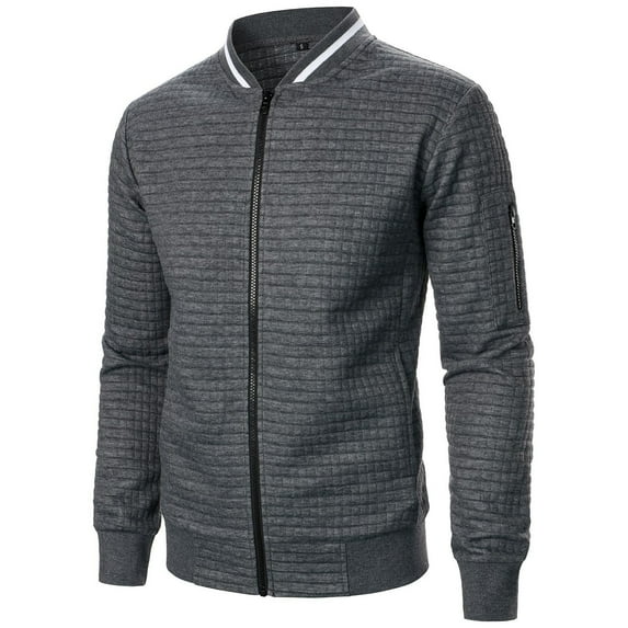 Ecqkame Athletic Jackets for Men Zip Up Stand Collar Coat Elastic Breathable Quick-Drying Running Sport Jacket E-Dark Gray M