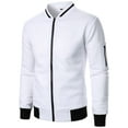 thumbnail image 1 of Ecqkame Athletic Jackets for Men Zip Up Stand Collar Coat Elastic Breathable Quick-Drying Running Sport Jacket E-White L, 1 of 6