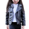 thumbnail image 1 of Ecqkame Baby Girls Faux Leather Jacket Long Sleeve Turndown Collar Toddler Solid Zip Up Cool Winter Coat Black 8-9 Years on Clearance, 1 of 7