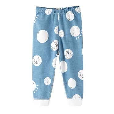 Ecqkame Baby's Cotton Soft Sleepwear Pant Toddler Fall Cute Print Pants For Boys Girls Elastic Waist Pajama Pants Blue 4Years on Clearance