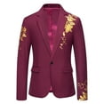 thumbnail image 1 of Ecqkame Blazer Jacket for Men Casual Suit One Button Turn-Down Collar Long Sleeves Hot Stamping Print Jackets A-Wine XXL, 1 of 8