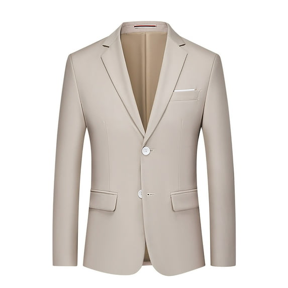 Ecqkame Blazer Jackets for Men Plus Size Casual Slim Blazer Long Sleeve Turndown Collar Solid Outdoor Jackets D-Khaki XXL