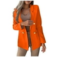 thumbnail image 1 of Ecqkame Blazers For Women Casual Business Notch Lapel Solid Color Slim Jackets Long Sleeve Double Breasted Suit Coat Orange L, 1 of 5