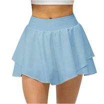 Ecqkame Athletic Tennis Yoga Golf Skorts Skirts for Women with Pocket Workout Running Sports Pleated Skirts Casual Blue L on Clearance