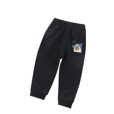 Ecqkame Boys Girls Cotton Casual Sweatpant Children Spring Thin Cute Print Pants Kids Elastic Waist Taper Pants A-Black 8 Years on Clearance