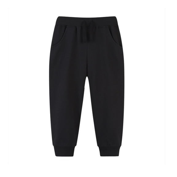 Ecqkame Boys Girls Cotton Casual Sweatpant Toddler's Summer Solid Color ComFort Pant For Boys Girls Babys Athletic Jogging Pants A-Black 110