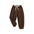 thumbnail image 1 of Ecqkame Boys Girls Cotton Corduroy Casual Sweatpant Kids Fall Solid Color Drawstring Elastic Waist Taper Pant Toddler Active Jogger Sweatpants I-Coffee 5 Years on Clearance, 1 of 3