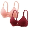 thumbnail image 1 of Ecqkame Bras for Women 2Pc Solid Color Stretchy Lightly Comft Wireless Seamless Adjustable Strap Bras Women's Bra Wine 38/85, 1 of 5