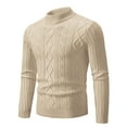 thumbnail image 1 of Ecqkame Business Casual Sweaters For Men Knit Stand Collar Slim Comfortably Long Sleeve Casual Solid Color Elastic Pullover Sweater F-Khaki M, 1 of 2