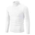 thumbnail image 1 of Ecqkame Business Casual Sweaters For Men Knit Turtle Neck Slim Comfortably Long Sleeve Casual Solid Color Elastic Pullover Sweater A-White C M, 1 of 3