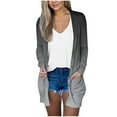 thumbnail image 1 of Ecqkame Cardigan for Women Casual Long Sleeve Shirt with Pockets Fall Jackets for Women 2024 B-Dark Gray L on Clearance, 1 of 4