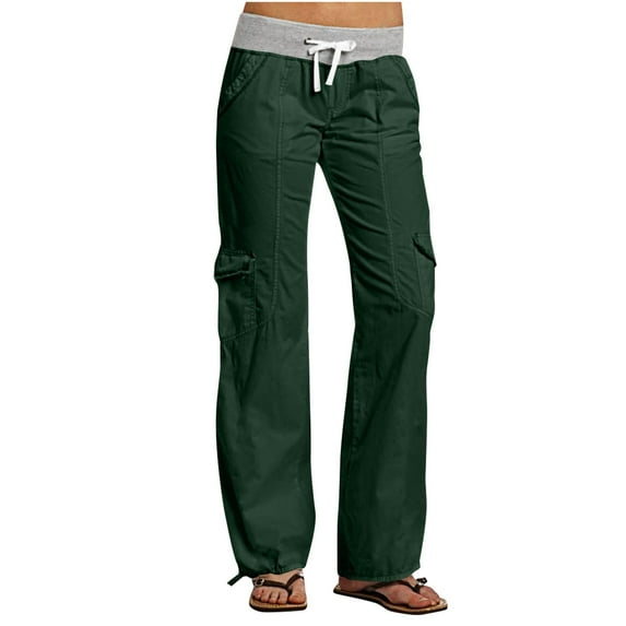 Ecqkame Cargo Pants Women Casual High Stretch Waisted Straight-Leg Pant Lightweight Hiking Outdoor Pants with Pockets Multicolor XXL on Clearance