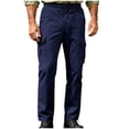 thumbnail image 1 of Ecqkame Cargo Pants for Men Multi Pockets Solid Color Elastic Waist Work Trousers Outdoor Hiking Joggers Athletic Pant Navy L, 1 of 8