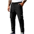 thumbnail image 1 of Ecqkame Cargo Pants for Men Solid Color Breathable Lightweight Hiking Pant Outdoor Workwear Casual Trousers with Pockets Black M, 1 of 8