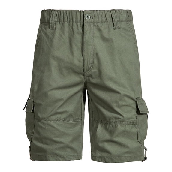 Ecqkame Cargo Shorts for Men Elastic Waist Button Multiple Pockets Golf Shorts Summer Hiking Workout Gym Athletic Shorts Army Green XXL