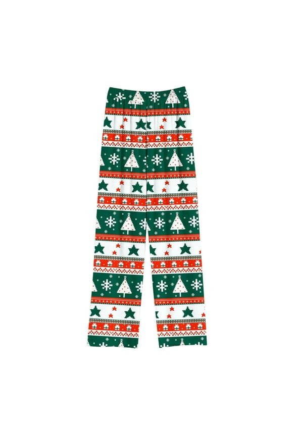 Children Christmas Pants Elastic Waist Soft Loose Cute Pattern Bottom Lantern Pants Indoor Outdoor Holiday Trousers with Pockets Green 11 Year
