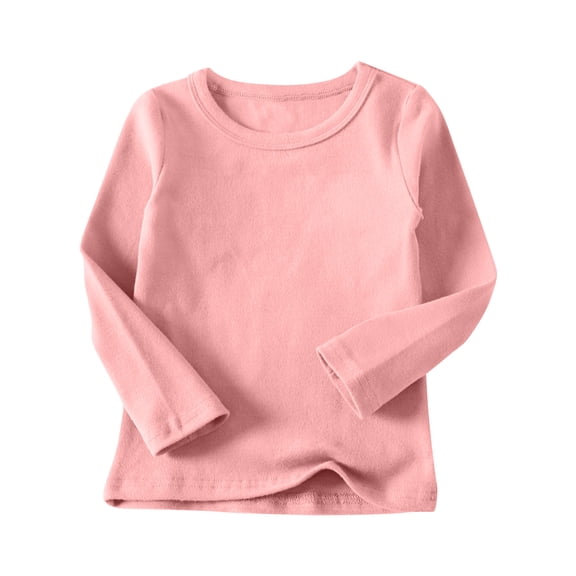 Ecqkame Children Long Sleeve Pullover Sweatshirt Summer Casual Cute Crew Neck Solid Color Basic T-Shirt F-Hot Pink 1 Years