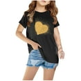 thumbnail image 1 of Ecqkame Childrens Gothic Clothes Short Sleeve Crew Neck Shirt Fashion Summer Loose Casual Clothes for Girls Boys R-Black 11 Years, 1 of 4