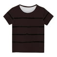 thumbnail image 1 of Ecqkame Childrens Short Sleeve Crew Neck Shirt Fashion Stripe Summer Loose Casual Clothes for Girls Boys P-Brown 5 Years, 1 of 5
