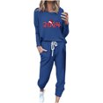 thumbnail image 1 of Ecqkame Christmas Outfit Sets for Women 2 Piece Casual Crew neck Long Sleeve Tops Drawstring pants Set Fashionable Printed Tracksuit with Pockets Blue M, 1 of 5
