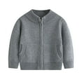 thumbnail image 1 of Ecqkame Fall Sweaters for Boy Kid 2024 Children Knitted Cardigan Zip Up Jacket Solid Crew Neck Long Sleeve Coat with Pockets Gray 5 Years, 1 of 8