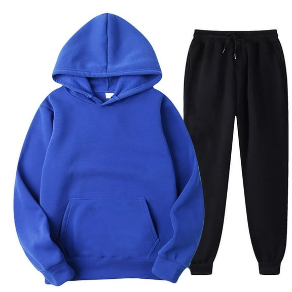 Ecqkame Fall Winter Sets Women Hooded Sweatshirt Sportswear 2PCS Outfits Men's And Women's Sports Tracksuits Long Sleeve Hoodies Fall Winter Suit Blue XXL
