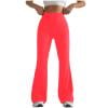 Ecqkame Flare Leggings Pant for Women Solid Color Tummy Control Yoga Pants High Waisted Wide Leg Workout Trousers Red XL